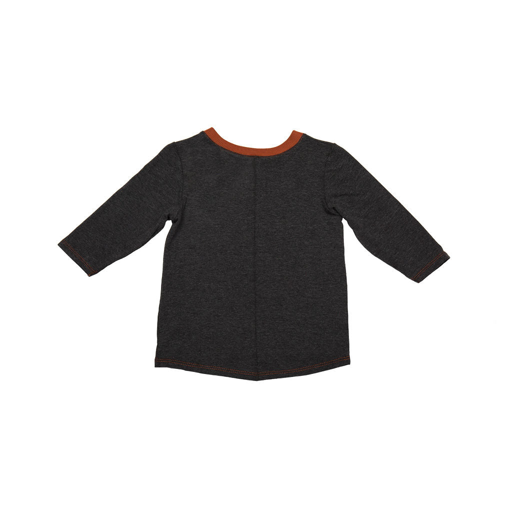 Long Sleeve Drop Back Shirt - Charcoal- "CHOSEN" Print | Will & Ivey